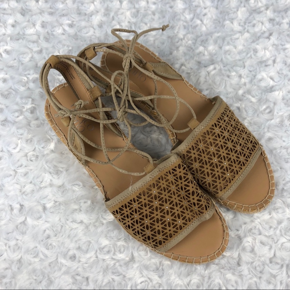 Franco Sarto Espadrille Wedge Sandals Tan Size 10